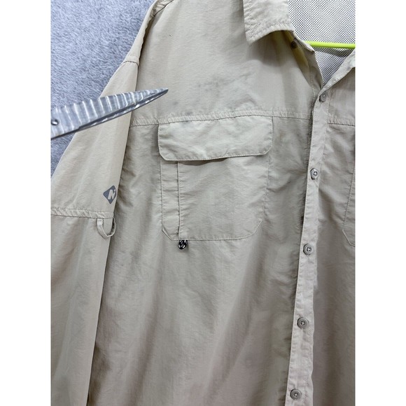 Naviskin Men's Button Down Shirt Long Sleeve Size XXL Beige Nylon Outdoor - Picture 9 of 10